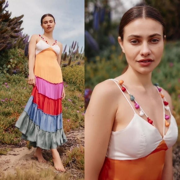 Anthropologie Rainbow v-neck maxi dress - Picture 2 of 9